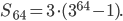 S_{64}=3\cdot (3^{64}-1).