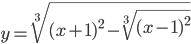  \displaystyle y=\sqrt[3]{(x+1)^{2}-\sqrt[3]{(x-1)^{2}}}