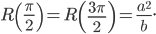 \displaystyle R\left ( \frac{\pi }{2} \right )=R\left ( \frac{3\pi }{2} \right )=\frac{a^{2}}{b}.